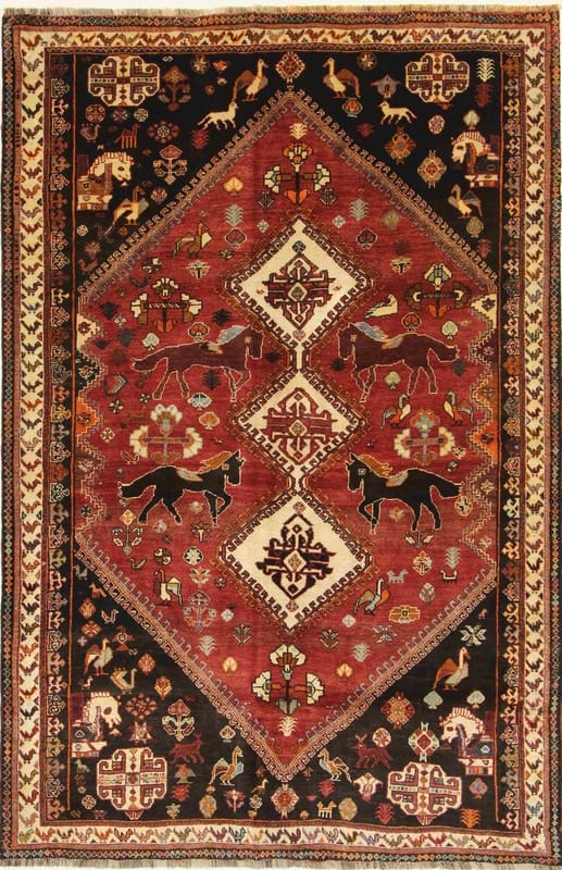 Ghashgahi Teppich 261x172 cm, handgeknüpft, Perserteppich