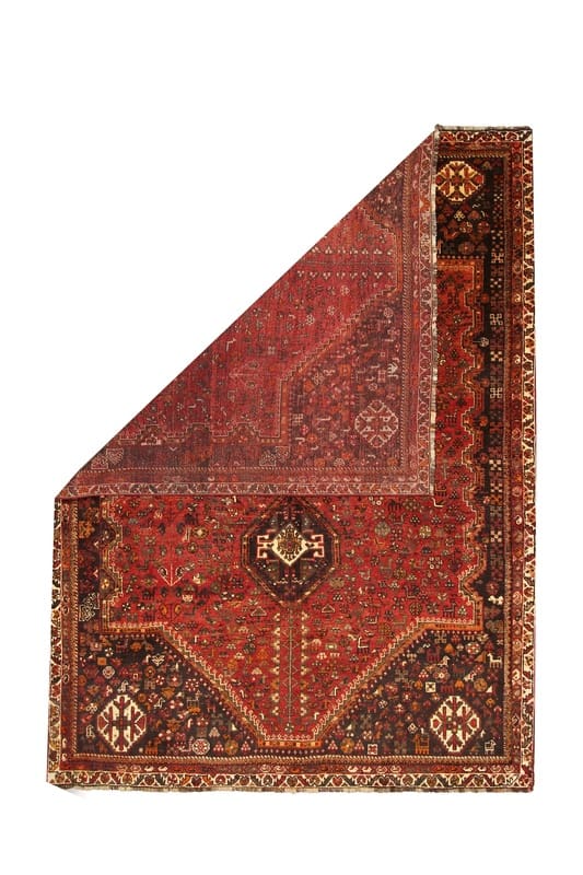 Shiraz Teppich 298x216cm, rot mit Bergamotten-Motiven, handgeknüpft
