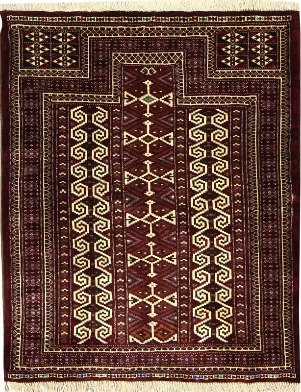 Handgeknüpfter Turkaman Orientteppich 121x99 cm aus Wolle, Erdtöne
