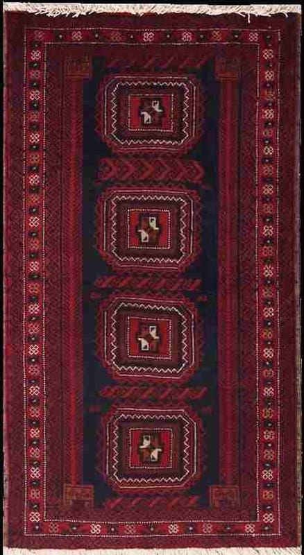 Belutsch Teppich 177x97 cm, 100% Wolle, handgeknüpft, Orientteppich