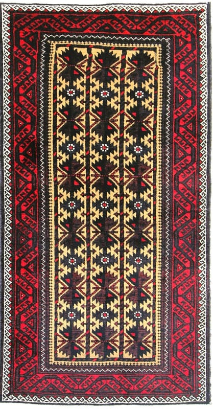 Belutsch Orientteppich 189x98 cm – Handgeknüpft, Geometrisches Design