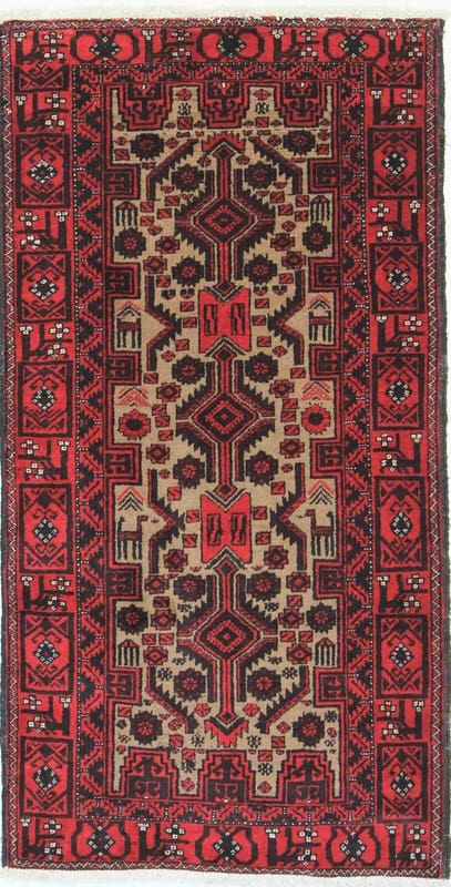 Belutsch Teppich 171x88 cm – Handgeknüpft, Wolle, geomet. Muster