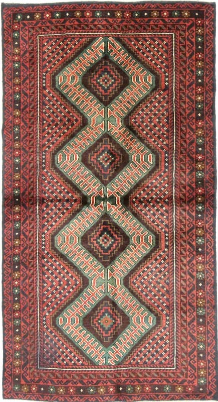 Belutsch Teppich 192x103 cm, handgeknüpft, 100% Wolle, Orientteppich