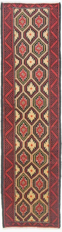 Handgeknüpfter Orientteppich 192x51 cm – Belutsch, geometrisch, Wolle