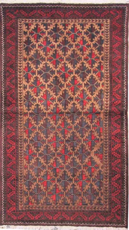 Belutsch Teppich 178x91 cm, geometrisches Muster, handgeknüpft