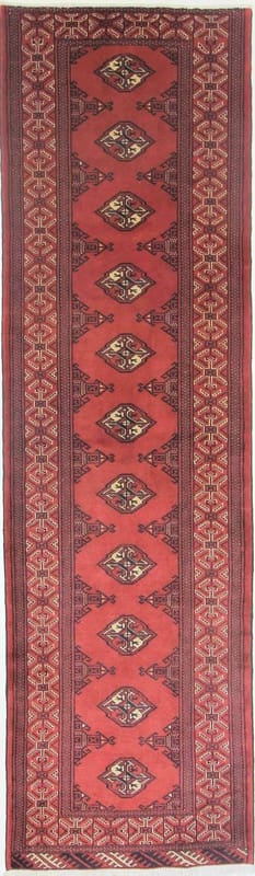 Belutsch-Teppich 298x85 cm, geometrisches Muster, handgeknüpft