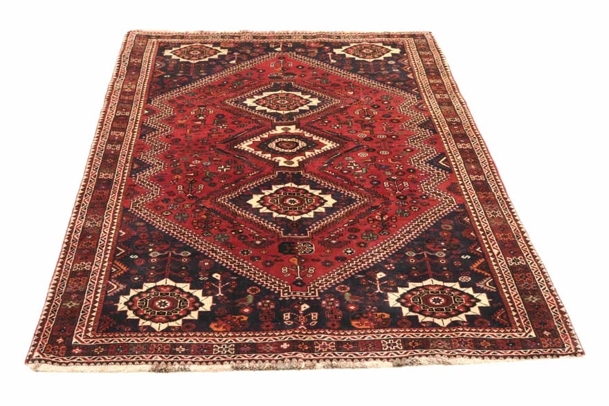 Ghashghai Teppich 277x174 cm, 200.000 Knoten, Rot/Orange, handgeknüpft