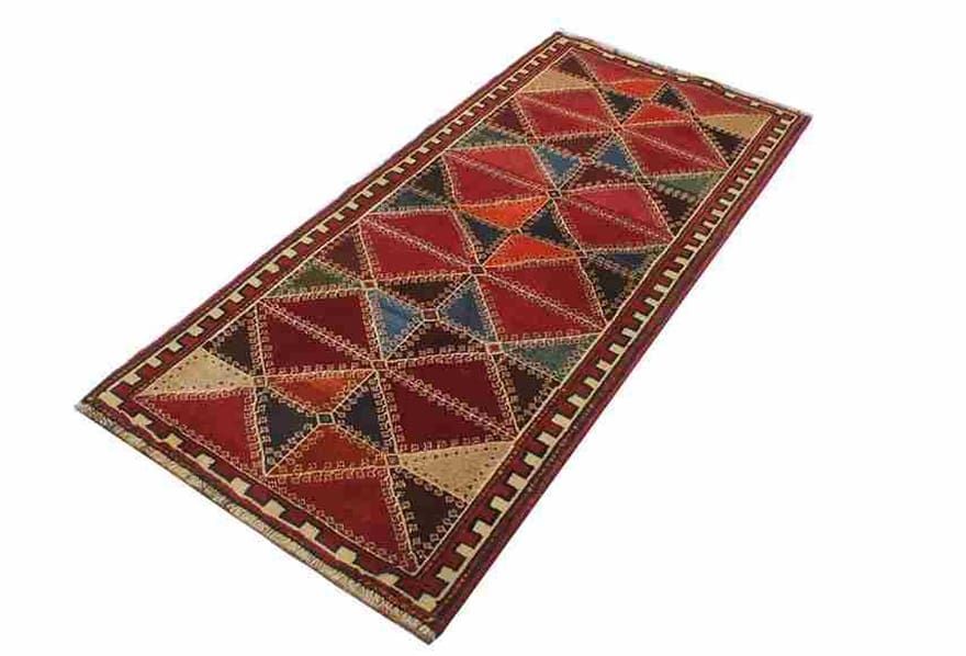 Qashqai Teppich 189x86 cm – Handgeknüpft, mehrfarbige Muster, Perserteppich