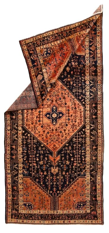 Persischer Teppich 362x161 cm – Blau Türkis, 160.000 Knoten, handgeknüpft
