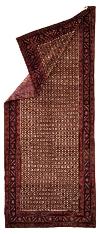 Antiker Perserteppich 378x155 cm, 128.000 Knoten, Wolle/Seide, handgeknüpft