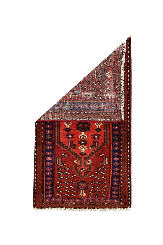 Handgeknüpfter Hamadan Perserteppich 123x68, 200.000 Knoten, rot/orange