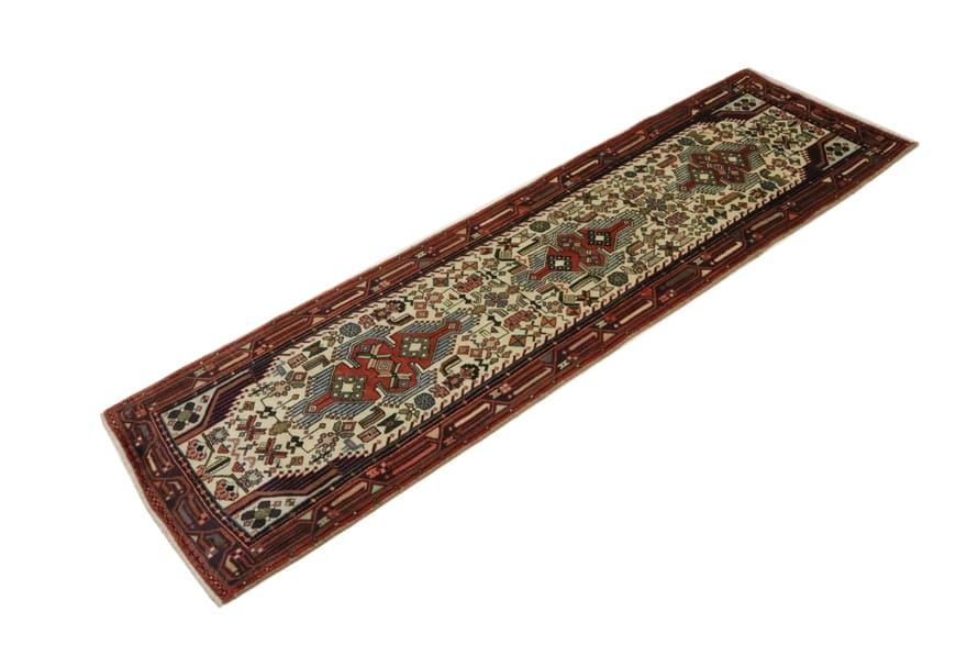 Hamadan Teppich 300x86 cm, antik, handgeknüpft, Perserteppich