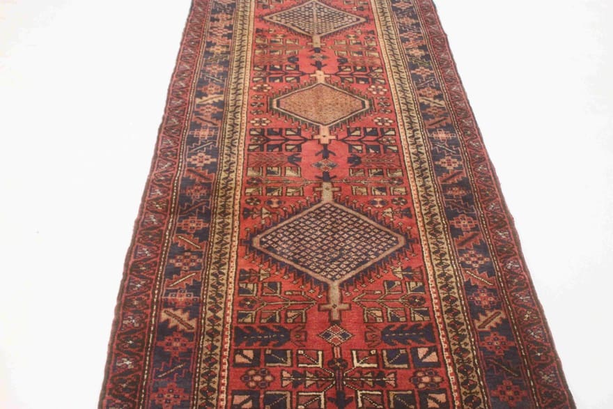 Hamadan Teppich 305x113 cm, antik, handgeknüpft, Perserteppich