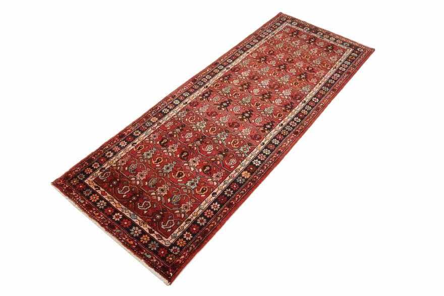 Hamadan Teppich 304x111 cm, semi-antik, handgeknüpft, Perserteppich