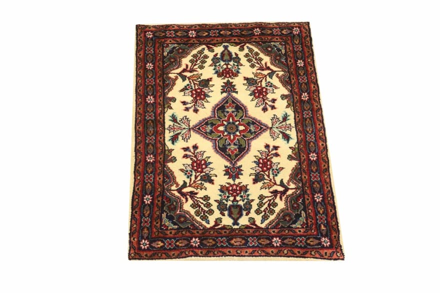 Hamadan Teppich 95x56, antik, handgeknüpft, Perserteppich