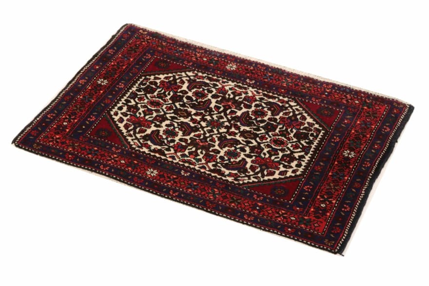 Rudbar Teppich 107x69 cm, geometrisches Design, handgeknüpft, Perserteppich