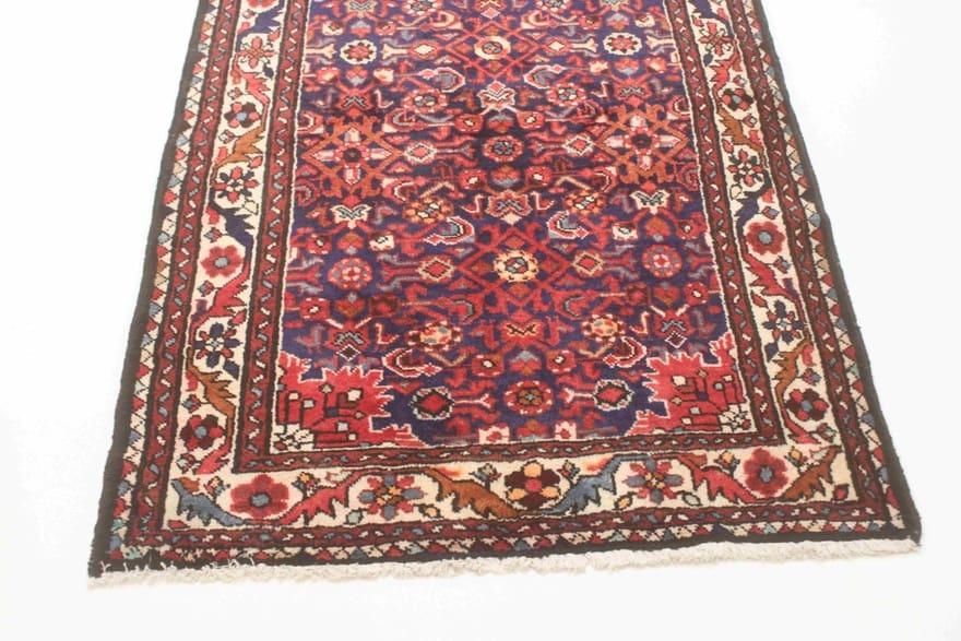 Hamadan Teppich 312x118 cm, antik, handgeknüpft, Perserteppich
