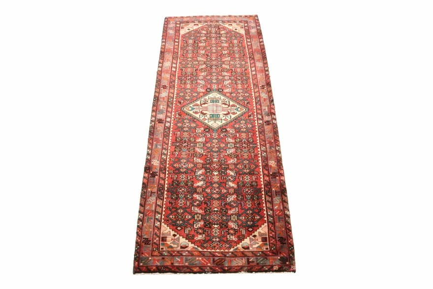 Hamadan Teppich 290x109 cm, semi-antik, handgeknüpft, Perserteppich