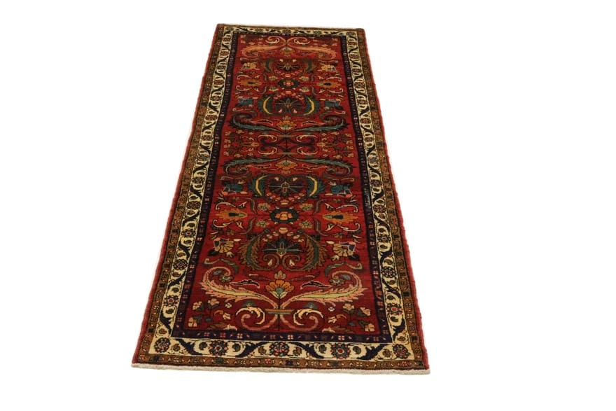 Hamadan Teppich 291x90 cm, semi-antik, handgeknüpft, Orientteppich