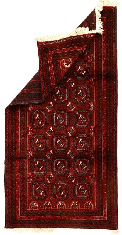 Original Belutsch Teppich 187x96 cm – handgeknüpft, dunkelrot, Tribal Design