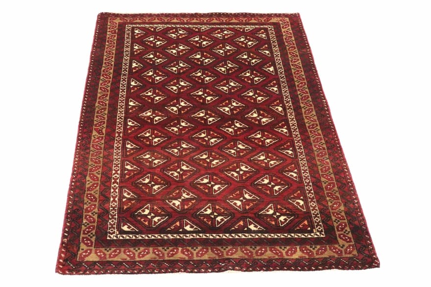 Belutch Teppich 200x109 cm - Geometrisches Muster, handgeknüpft