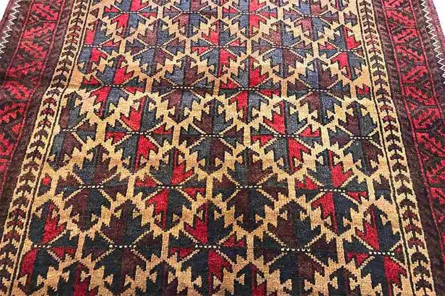 Belutsch Teppich 178x91 cm, geometrisches Muster, handgeknüpft