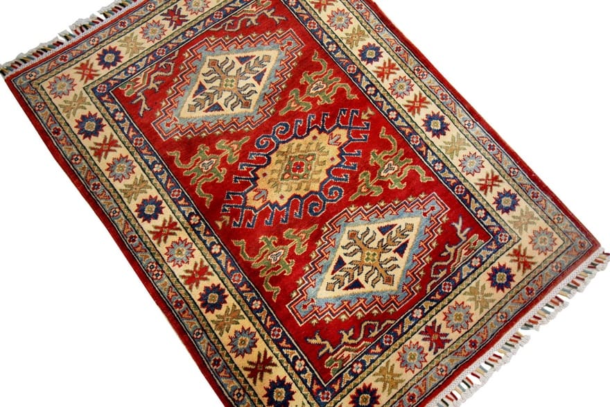 Kazak Teppich 139x103 cm - Antikes Design, handgeknüpft Orientteppich