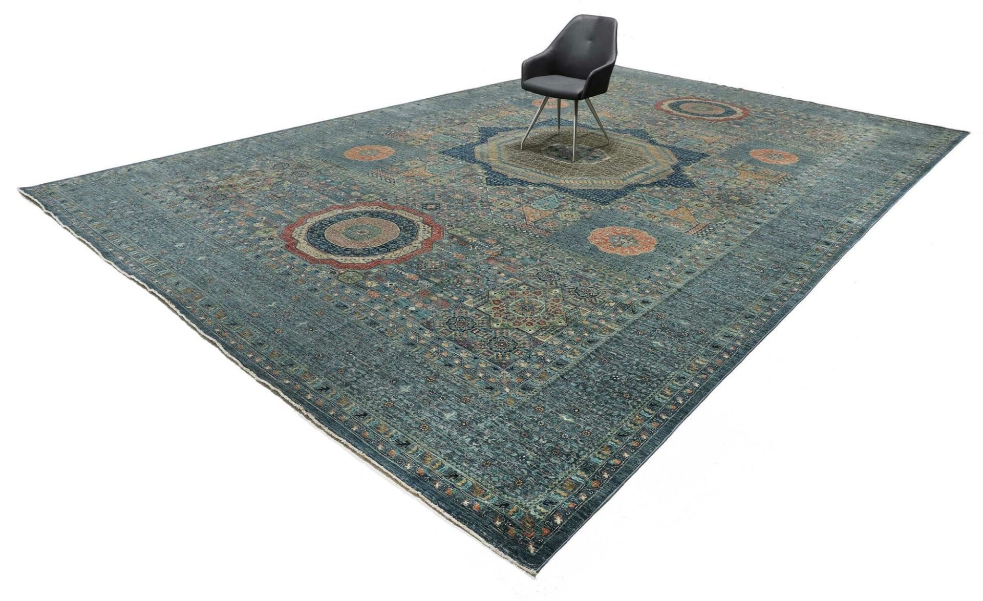 Mamluk Orientteppich 391 x 594cm, Schurwolle, handgeknüpft