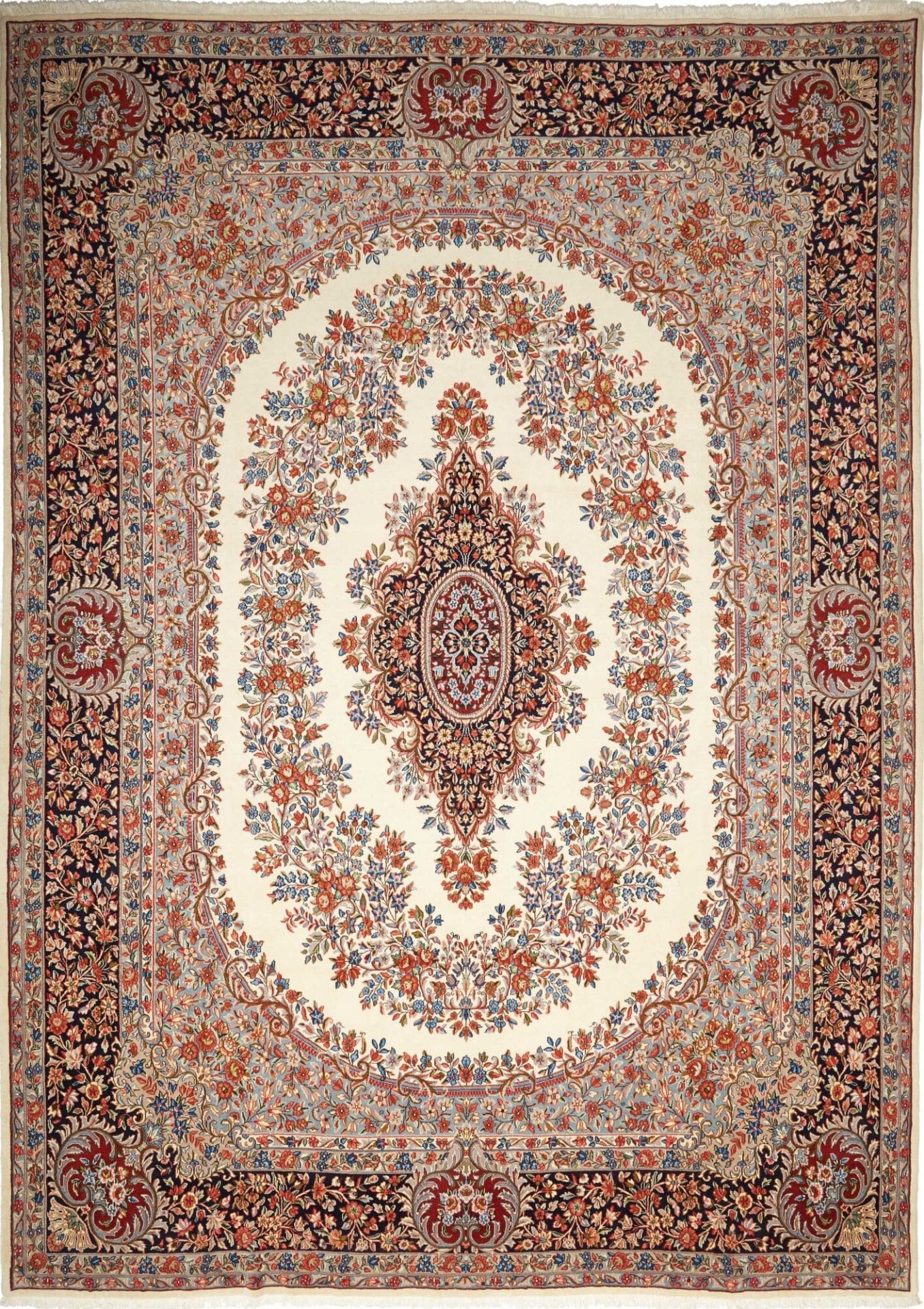 Kirman Orientteppich 294 x 403 cm, florales Muster, handgeknüpft H1