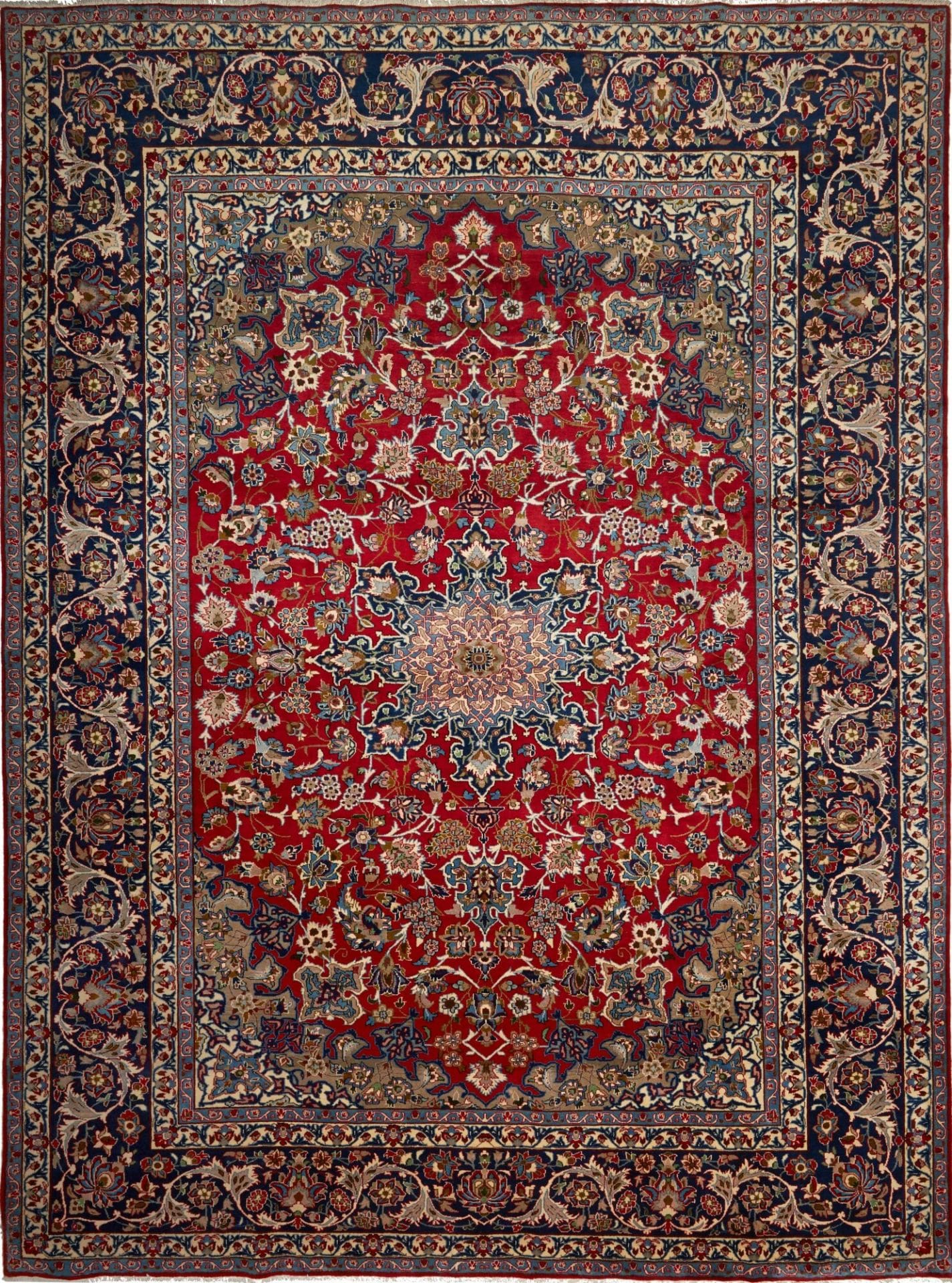 Najafabad Teppich 315 x 420cm, handgeknüpft, geometrisches Design, Perserteppich