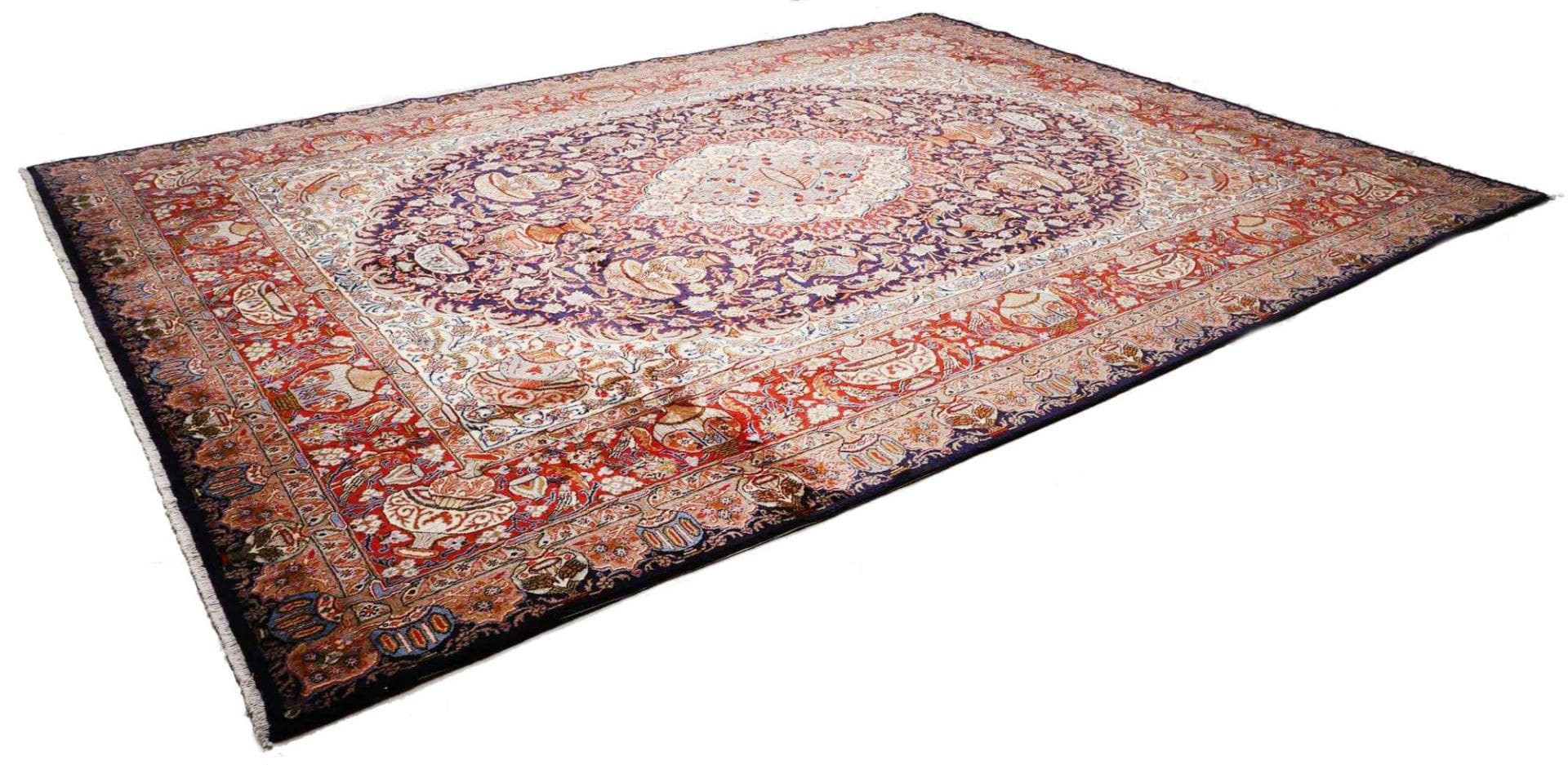Kashan Teppich 293 x 394 cm, handgeknüpft, Perserteppich, Wolle H1