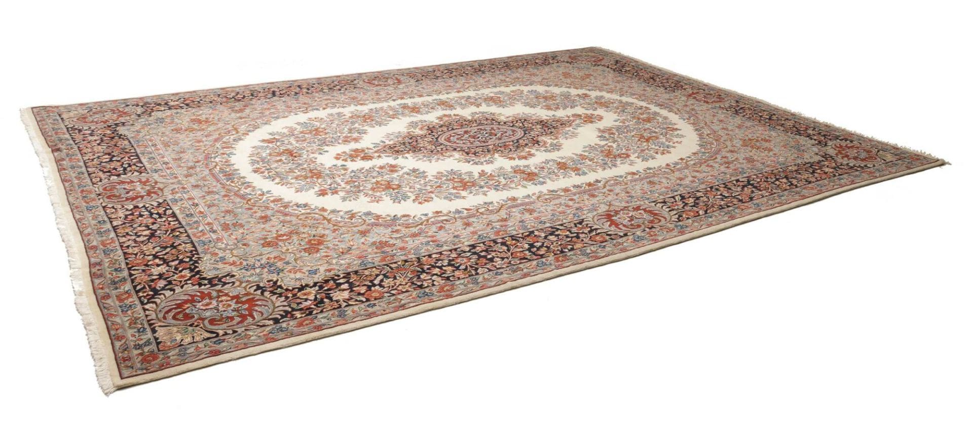 Kirman Orientteppich 294 x 403 cm, florales Muster, handgeknüpft H1