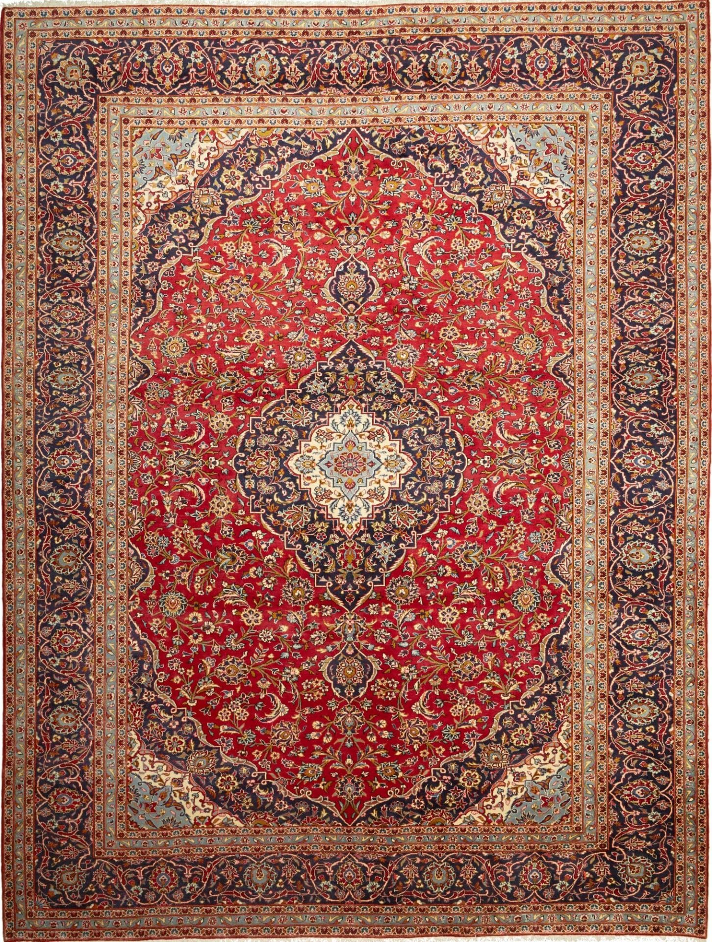 Kashan Teppich 293 x 410 cm – handgeknüpft, florales Design, Perserteppich