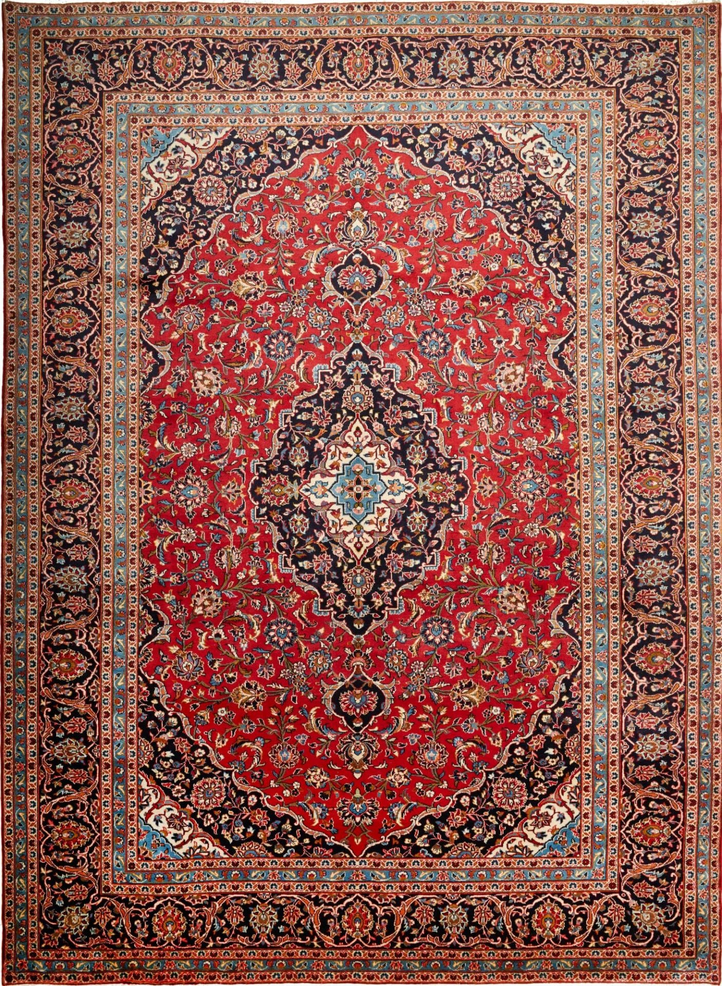 Kashan Teppich 296 x 405cm, Schurwolle, Handgeknüpft, Perserteppich