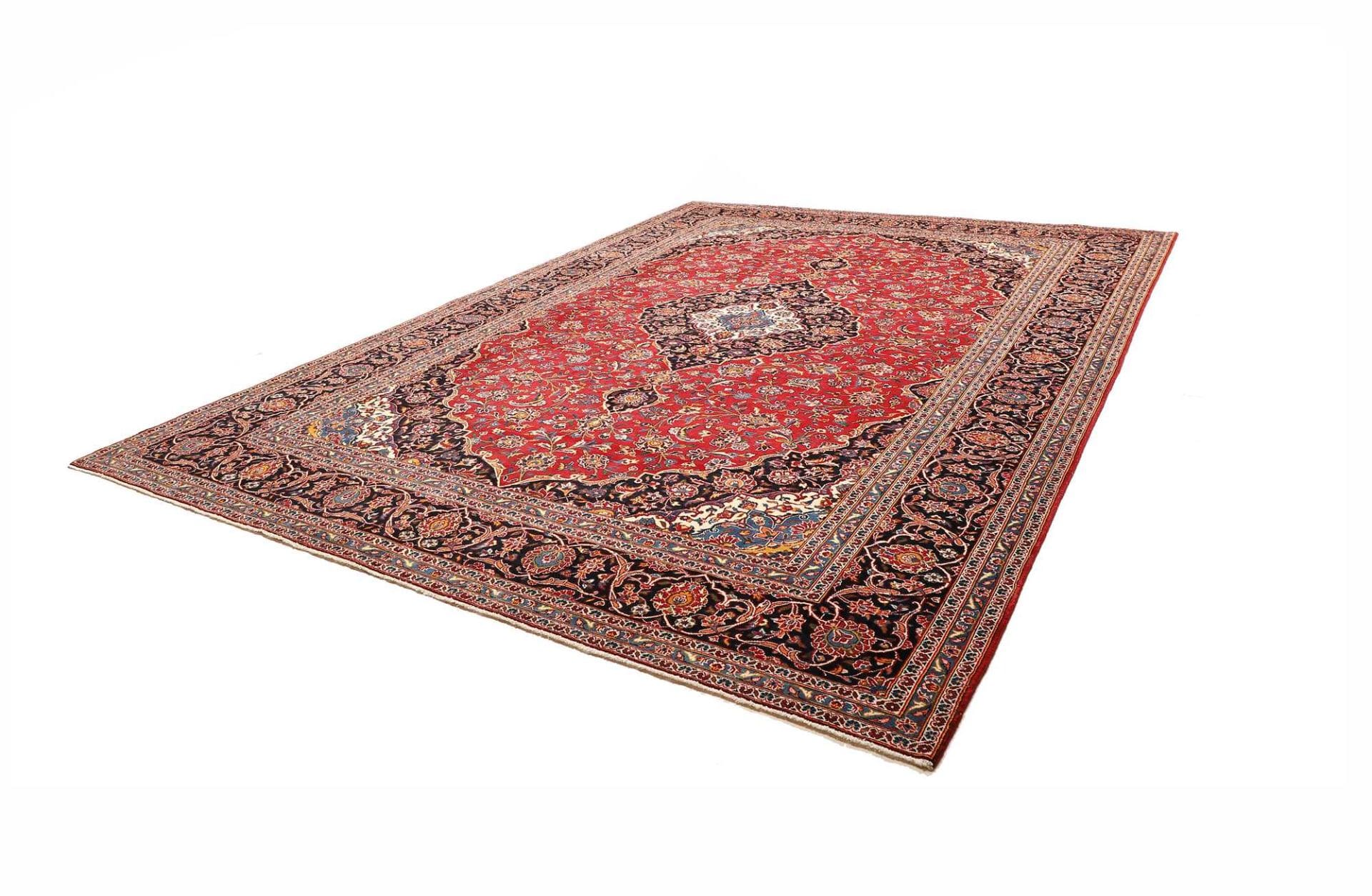 Kashan Teppich 308 x 415 cm, handgeknüpft, florale Muster, Perserteppich