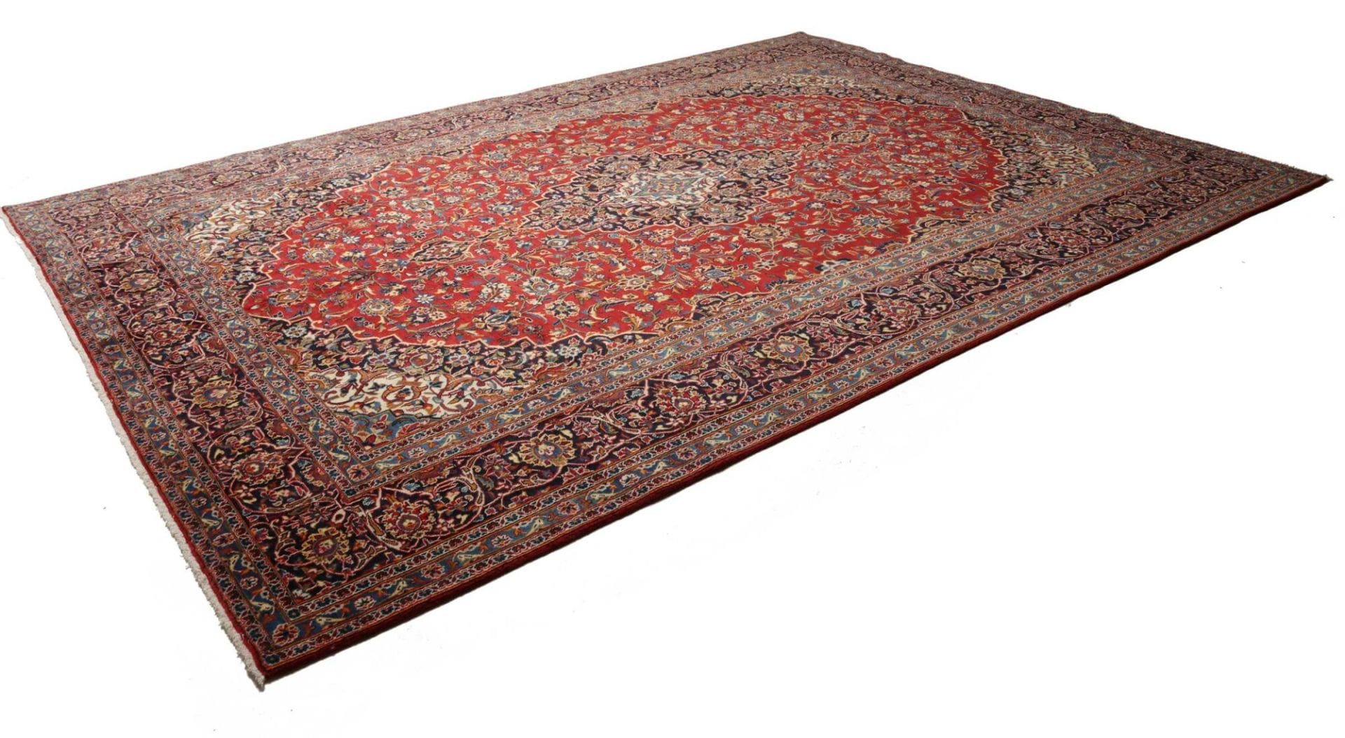 Kashan Teppich 296 x 407cm, florales Muster, handgeknüpft, Perserteppich