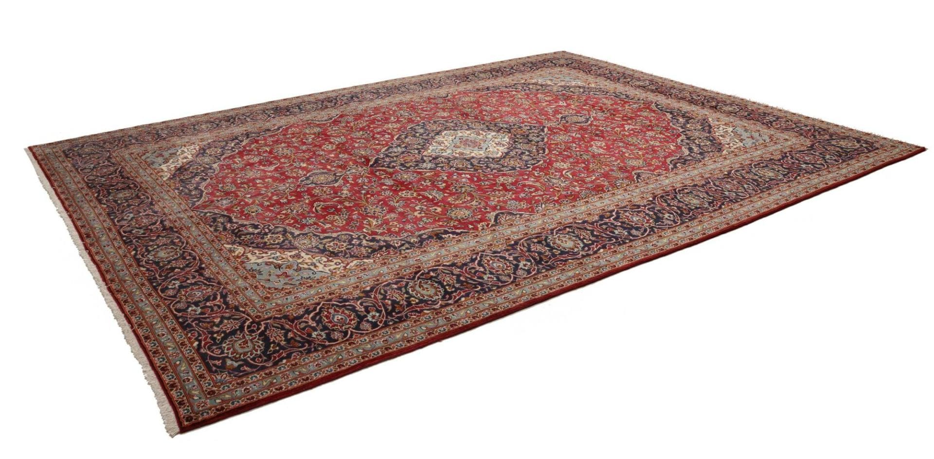Kashan Teppich 293 x 410 cm – handgeknüpft, florales Design, Perserteppich