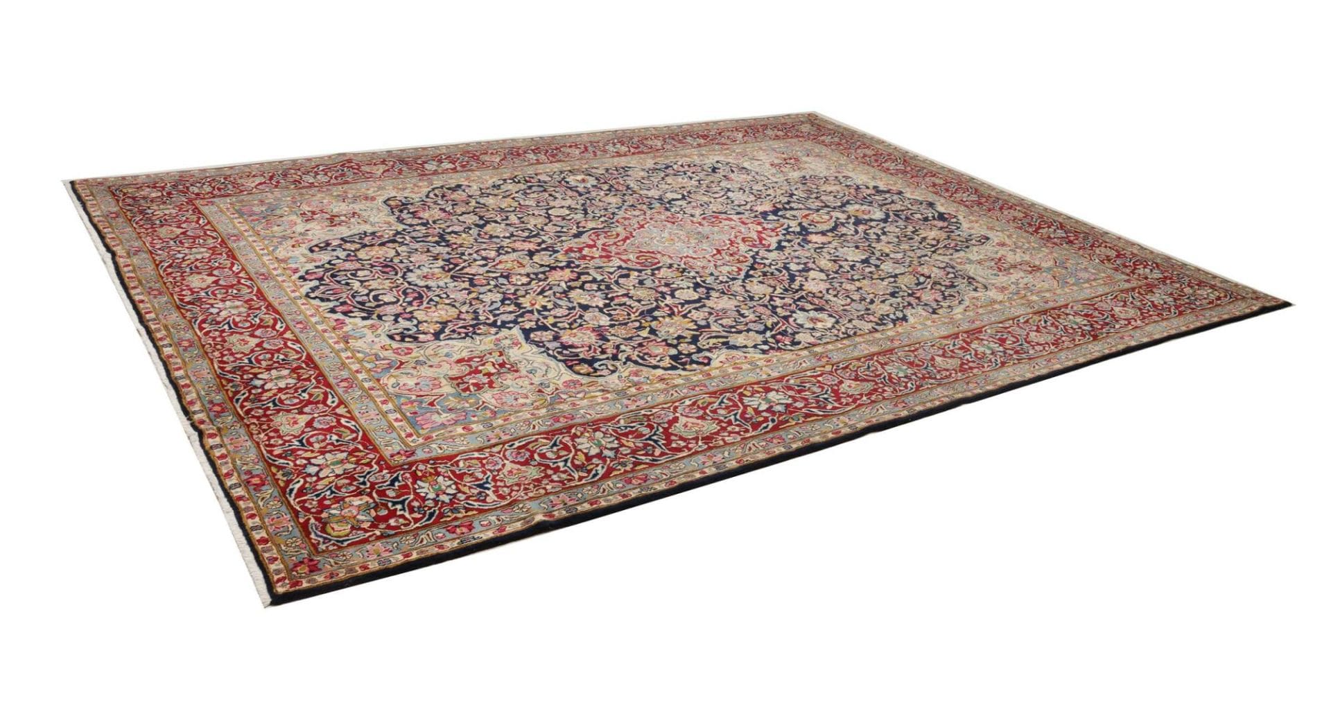 Großer Kirman Teppich 301 x 400cm, florales Design, handgeknüpft