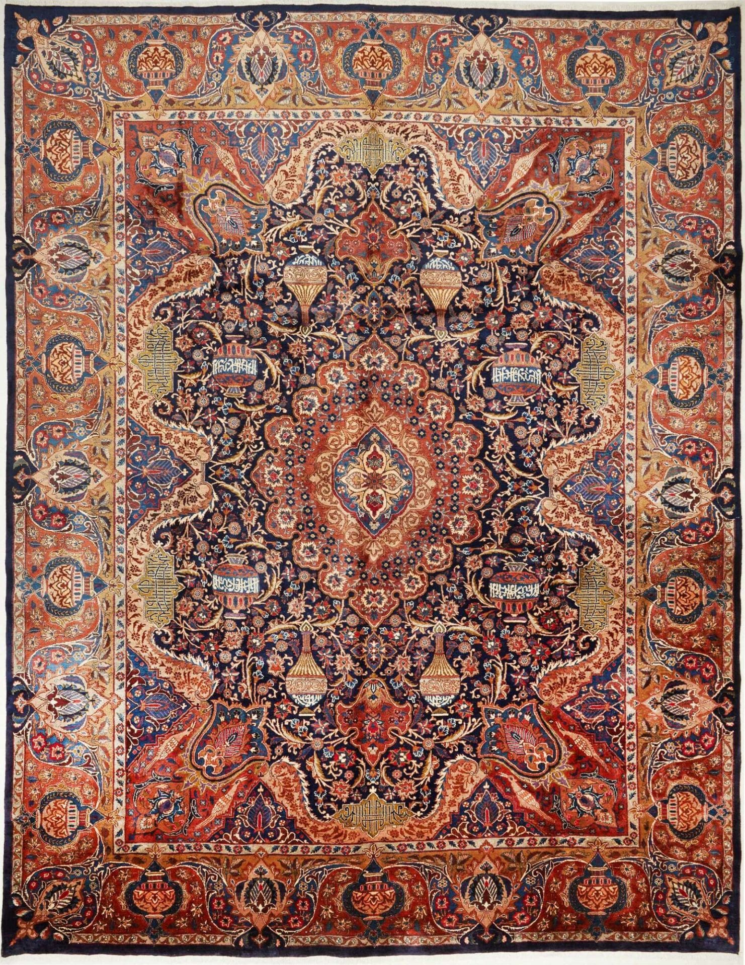 Kashan Teppich 303 x 389cm, handgeknüpft, Schurwolle, Perserteppich H1
