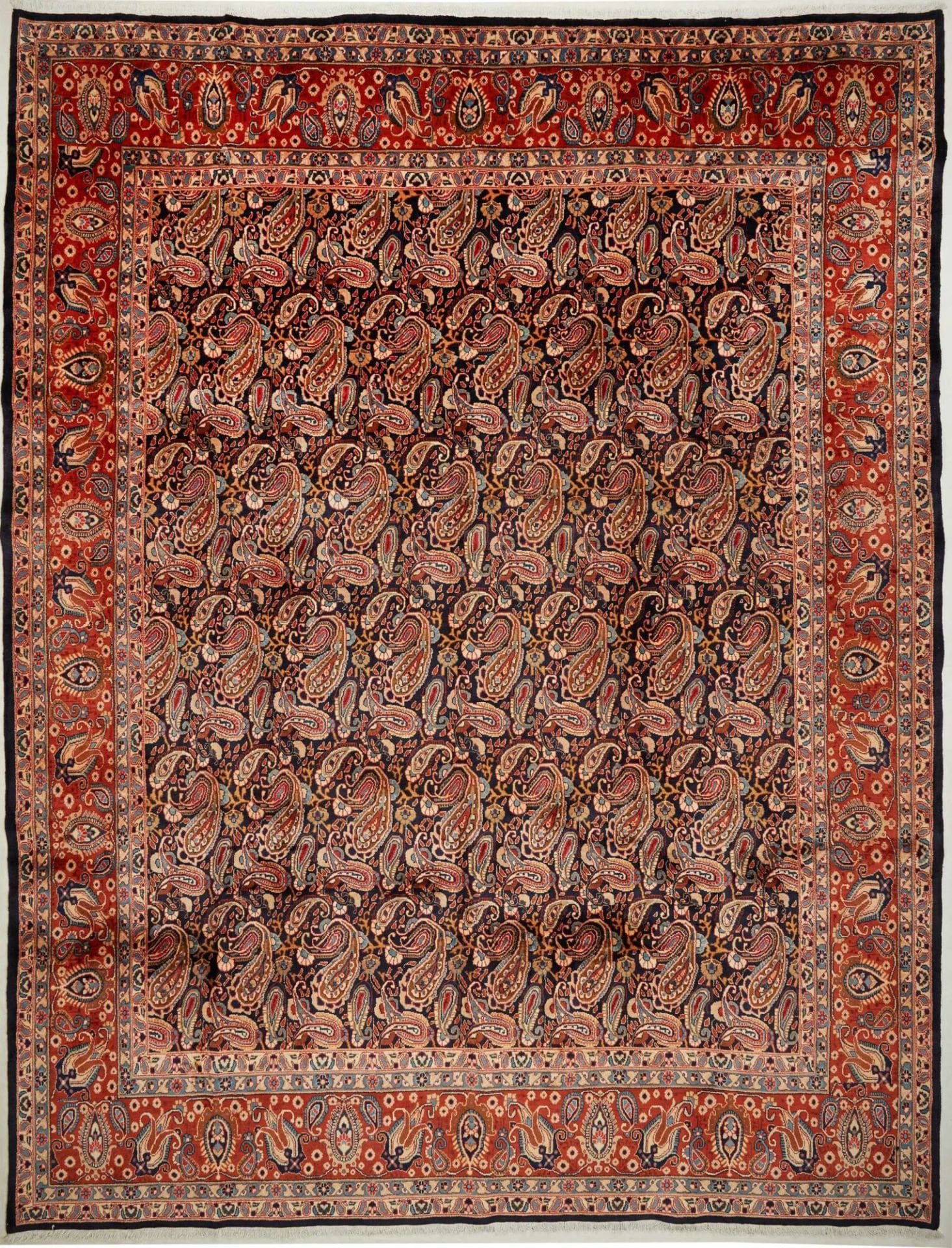 Kashan Teppich 298 x 380cm, Schurwolle, florale Muster, handgeknüpft H1