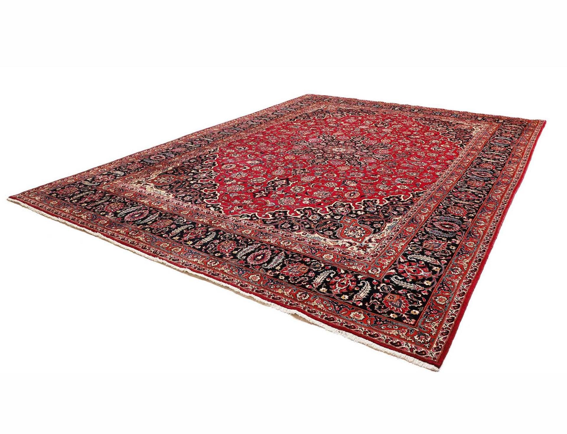 Mashad Teppich 308 x 393cm, florale Muster, handgeknüpft, Perserteppich