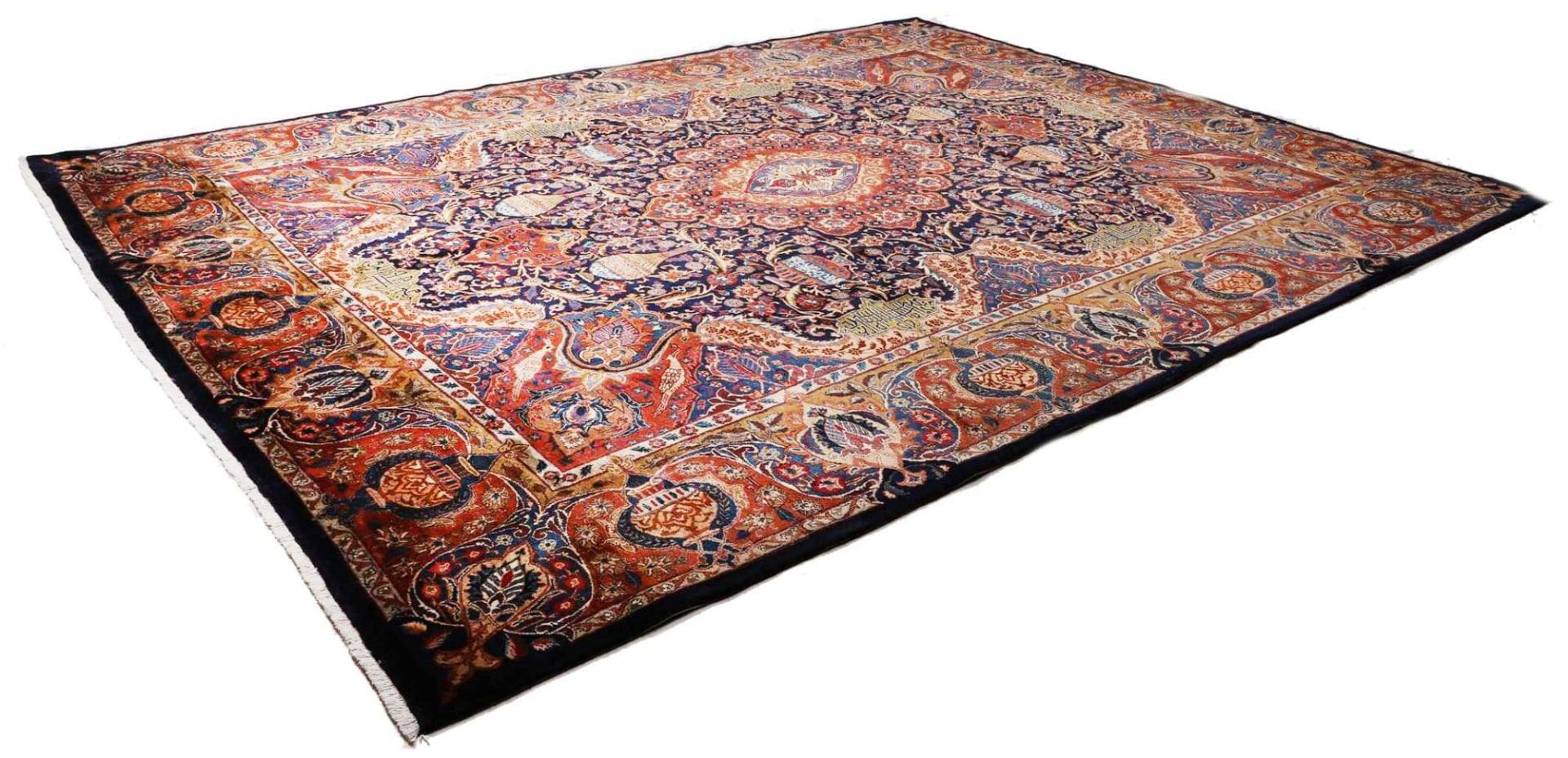 Kashan Teppich 303 x 389cm, handgeknüpft, Schurwolle, Perserteppich H1