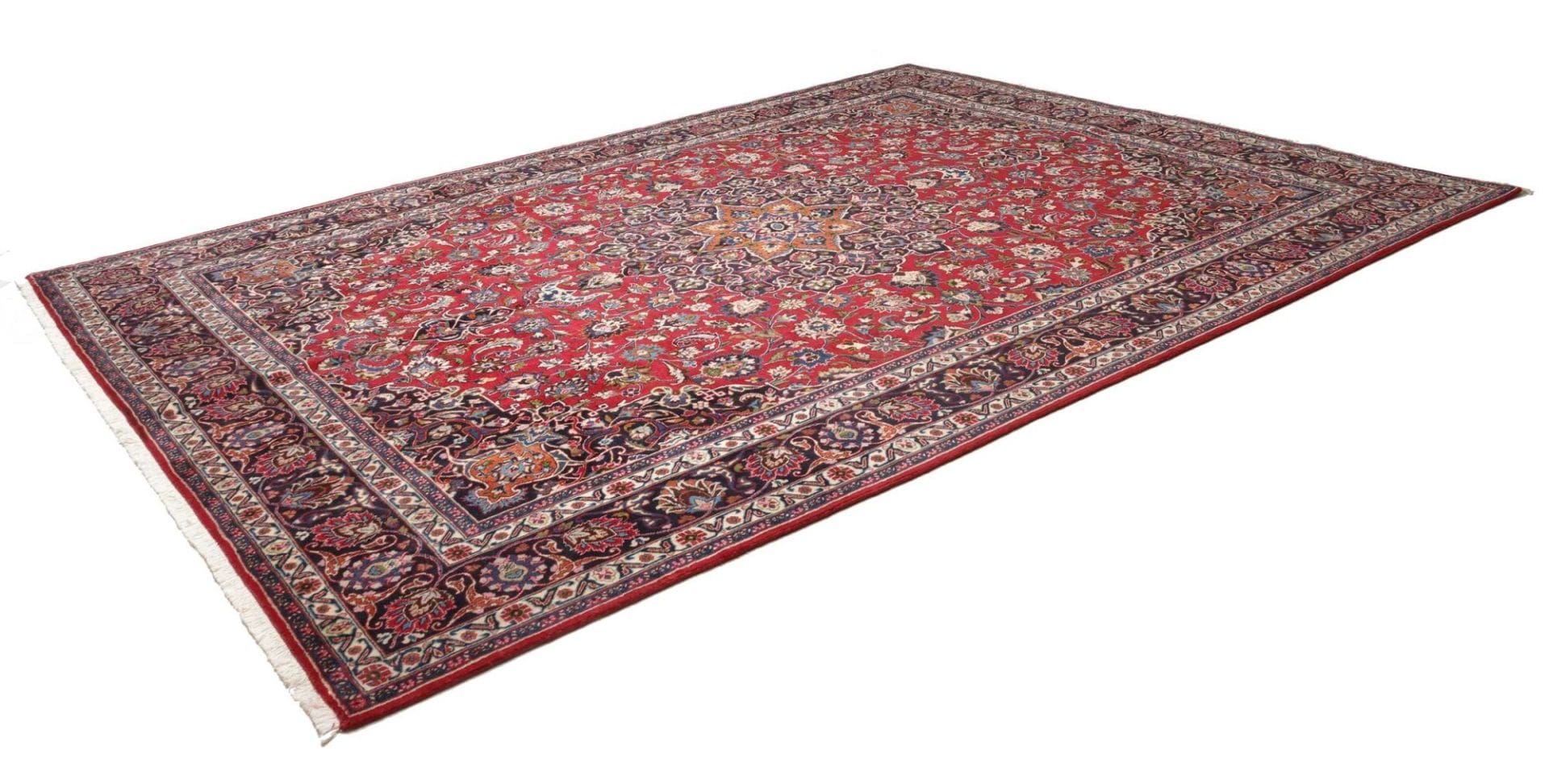 Orientteppich Mashad 293 x 392 cm, florales Muster, handgeknüpft