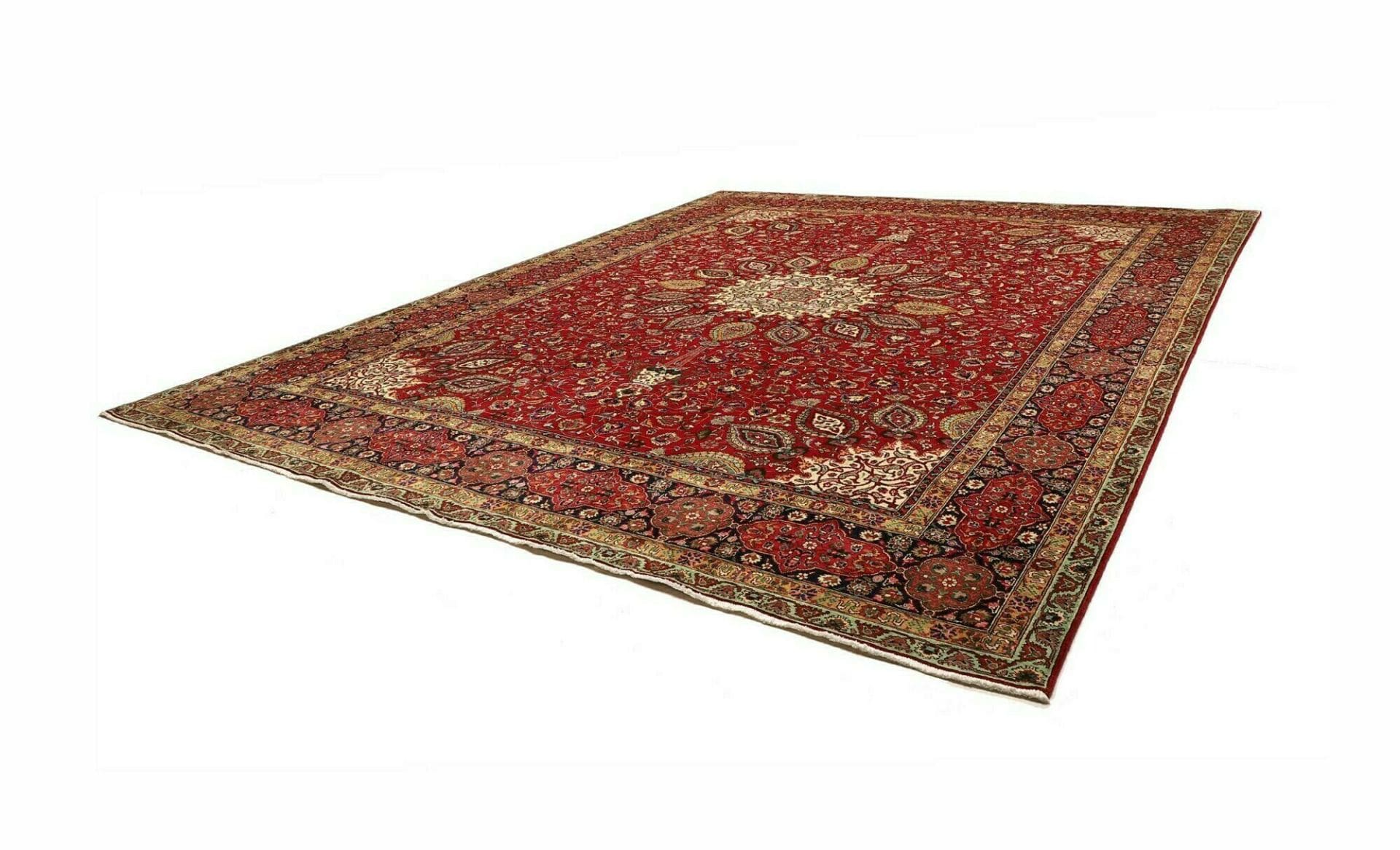 Täbriz Teppich 305 x 390 cm, handgeknüpft, florale Muster, Perserteppich H1