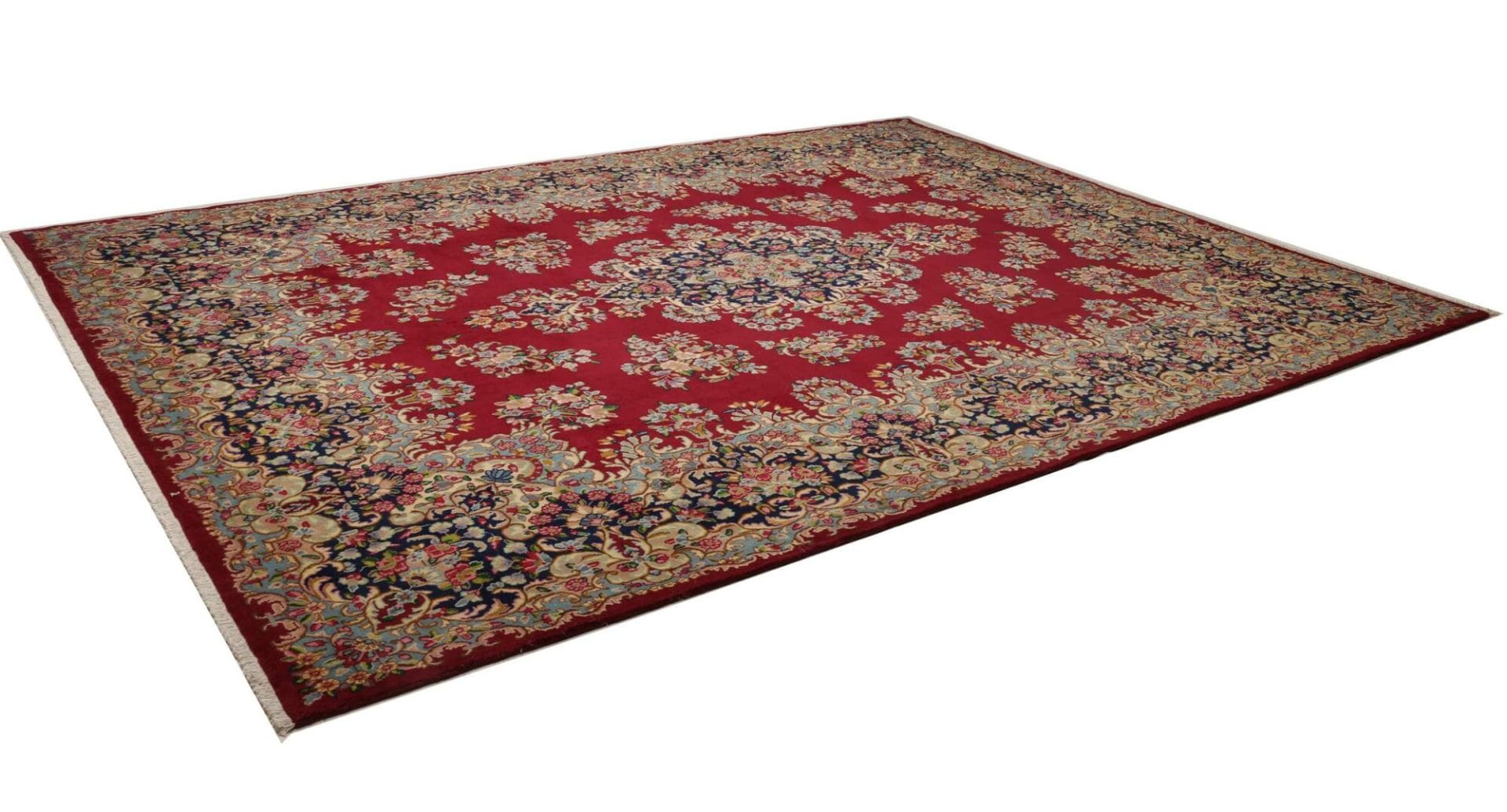 Großer Kirman Teppich 309 x 407 cm – florales Design, handgeknüpft H1