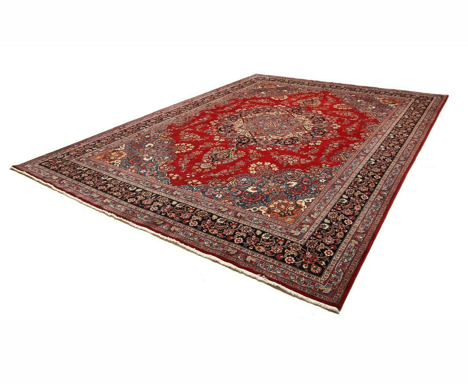 Mashad Teppich 293 x 390cm, florales Muster, handgeknüpft, Perserteppich H1