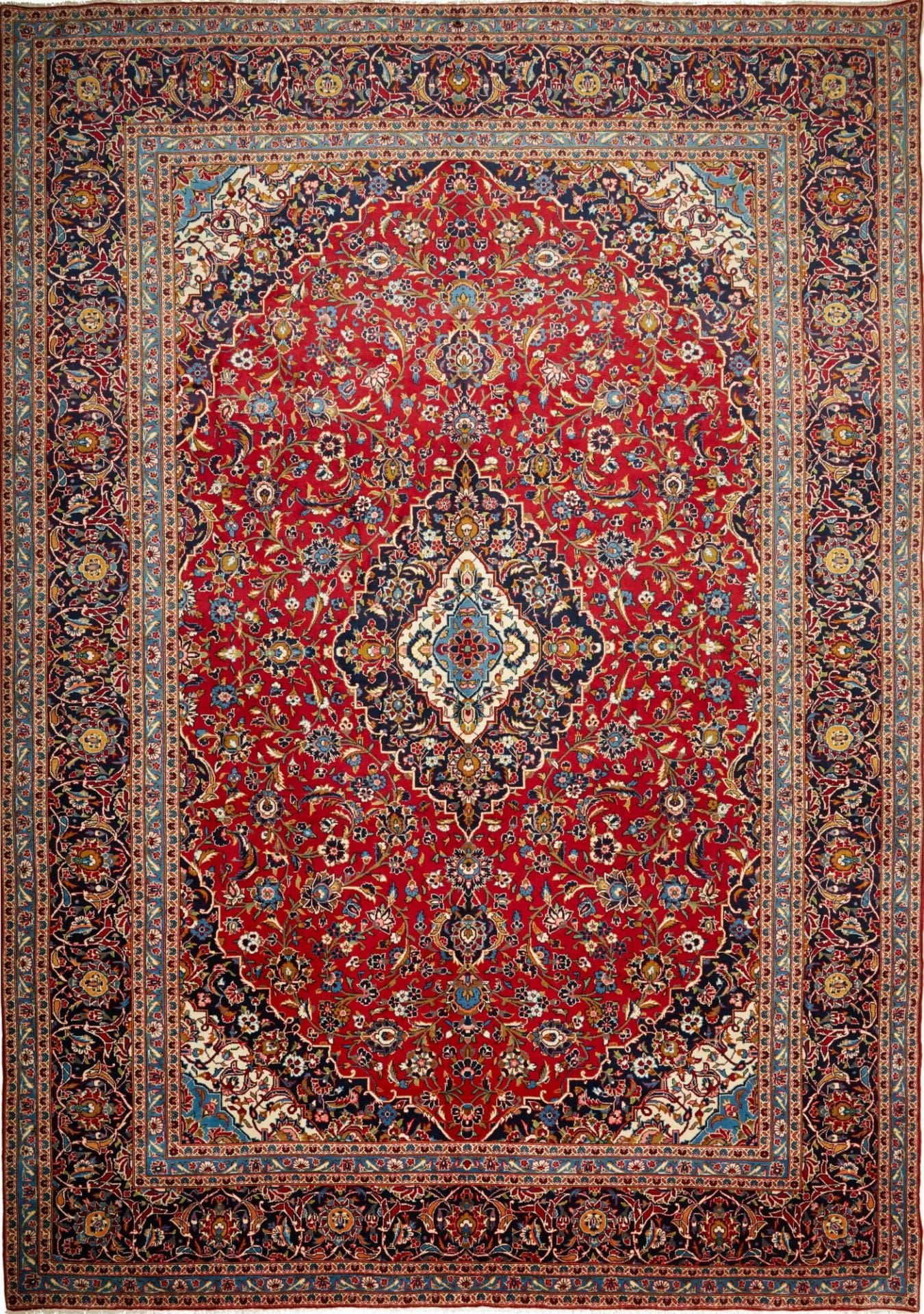 Kashan Teppich 303 x 423cm, handgeknüpft, Perserteppich, Wolle