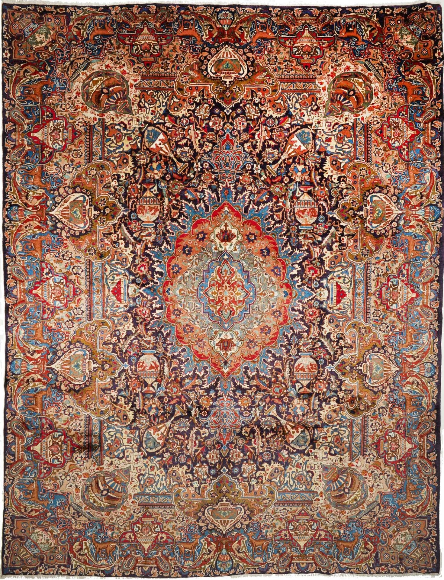 Kashan Teppich 303 x 394cm, handgeknüpft, Schurwolle, Perserteppich H1