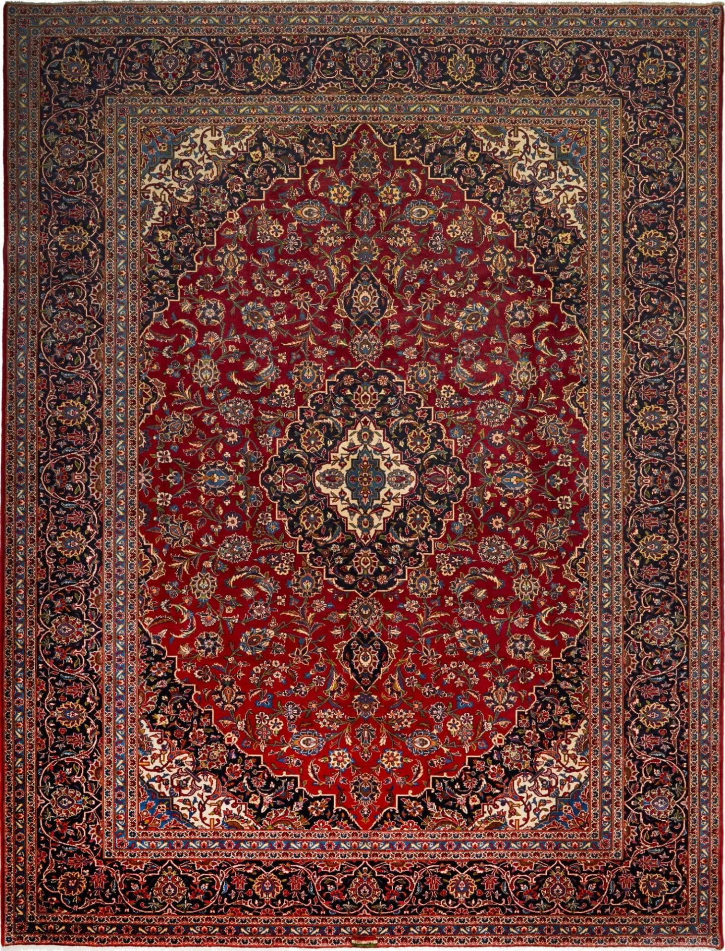 Kashan Teppich 303 x 394cm, handgeknüpft, Perserteppich, Schurwolle