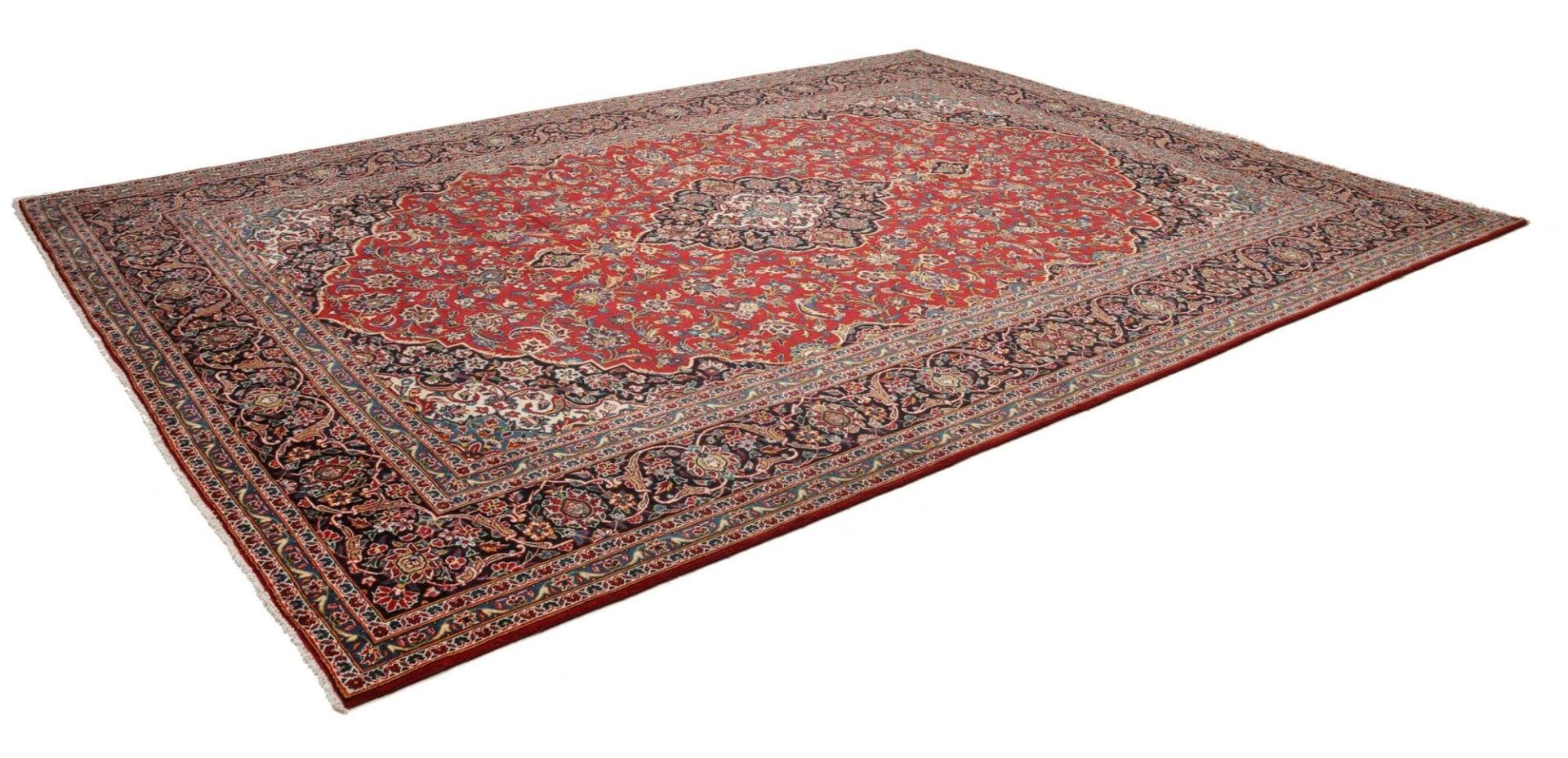 Kashan Teppich 295 x 390cm, florale Muster, handgeknüpft, Perserteppich